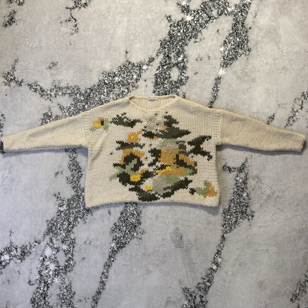 Mes Demoiselles Sweater Womens Sz M Multicolor‎ Abstract Knit Alpaca Wool Blend